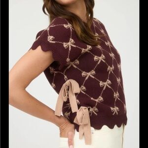 Blu Pepper Burgundy Bow Knit Top